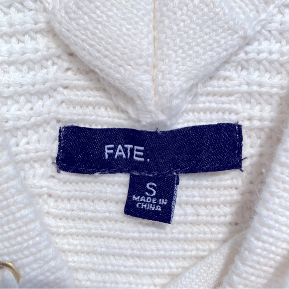 Fate Double V-Neck Lace Up Ribbed Knit White Sweater Size S - Picture 10 of 11